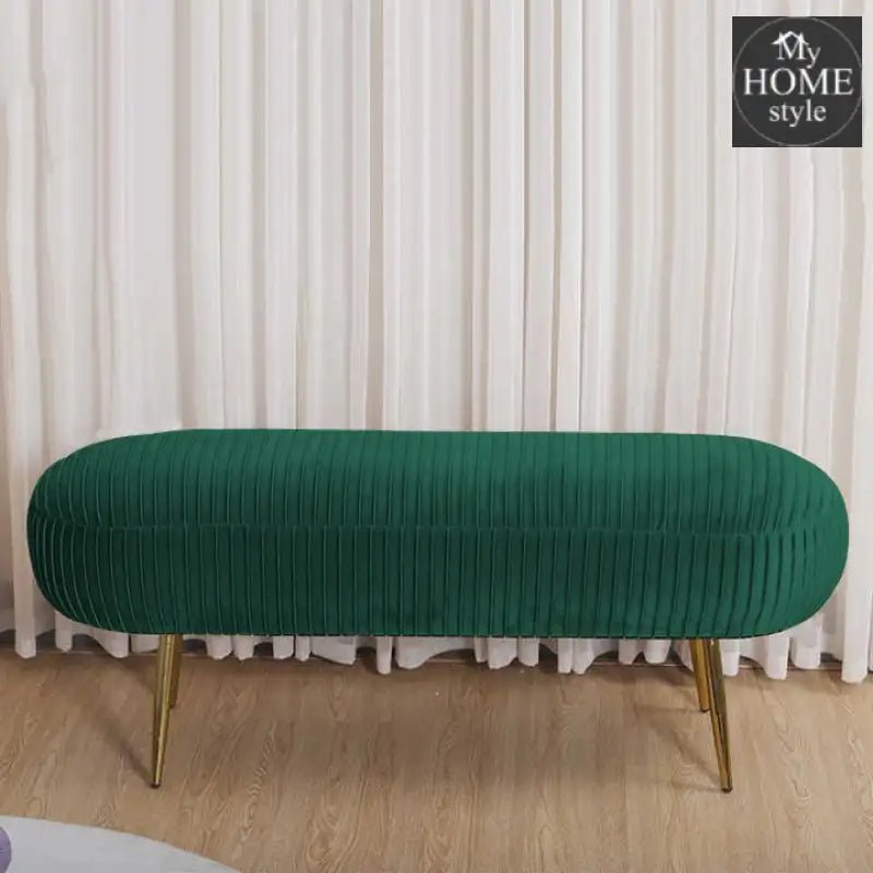 Luxury Three Seater Velvet Stool With Steel Legs - 1261 - myhomestyle.pk