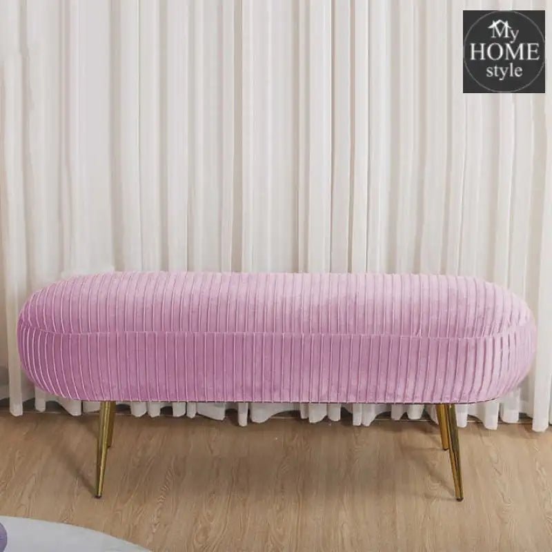 Luxury Three Seater Velvet Stool With Steel Legs - 1261 - myhomestyle.pk