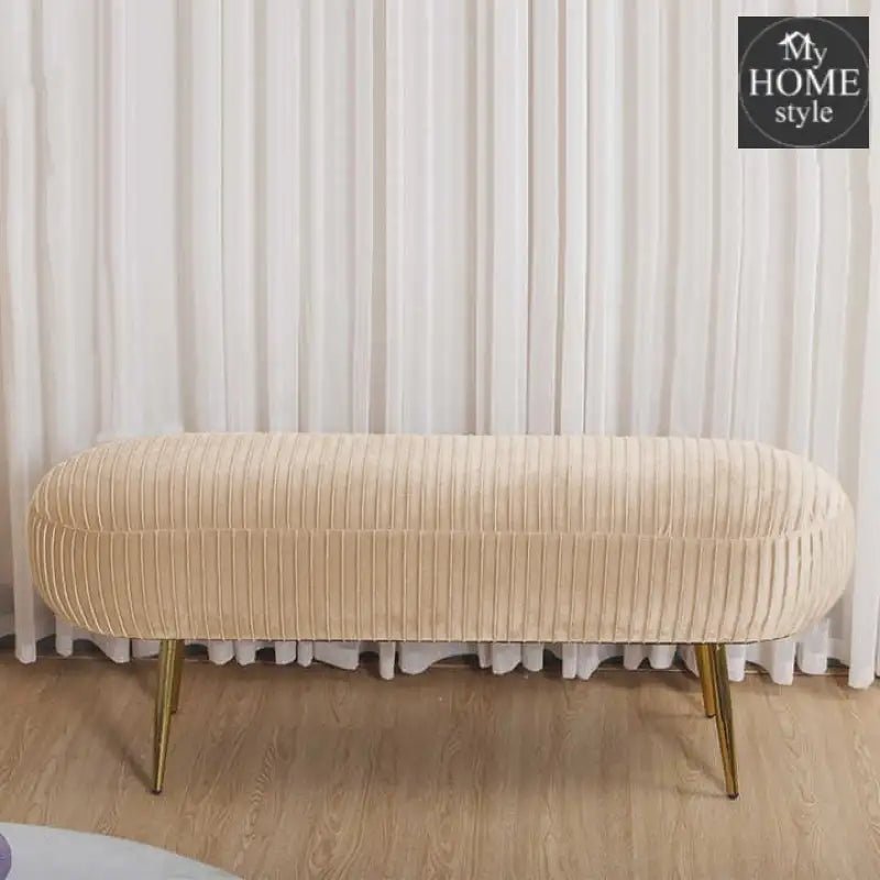 Luxury Three Seater Velvet Stool With Steel Legs - 1261 - myhomestyle.pk