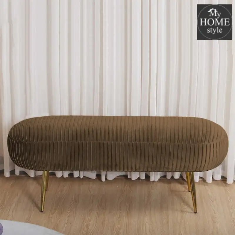 Luxury Three Seater Velvet Stool With Steel Legs - 1261 - myhomestyle.pk
