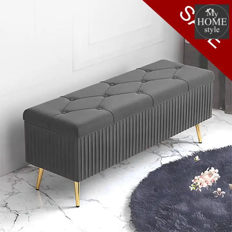Luxury Three Seater Velvet Stool With Storage Box Space - 1260 - myhomestyle.pk