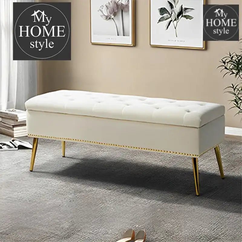 Luxury Three Seater Velvet Stool With Storage Space - 1226 - myhomestyle.pk