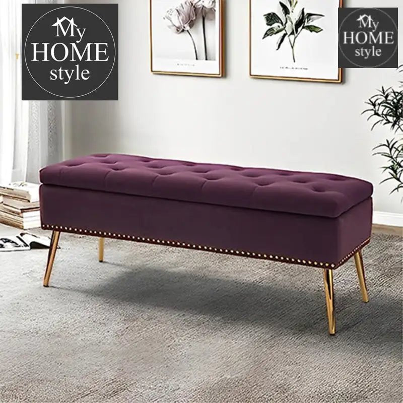 Luxury Three Seater Velvet Stool With Storage Space - 1226 - myhomestyle.pk