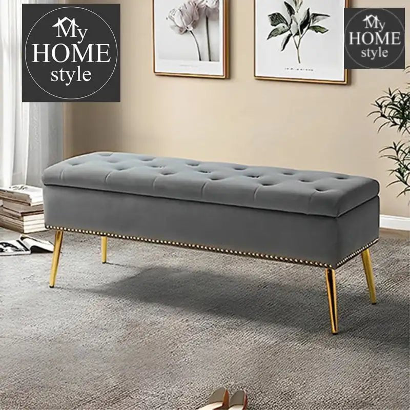 Luxury Three Seater Velvet Stool With Storage Space - 1226 - myhomestyle.pk