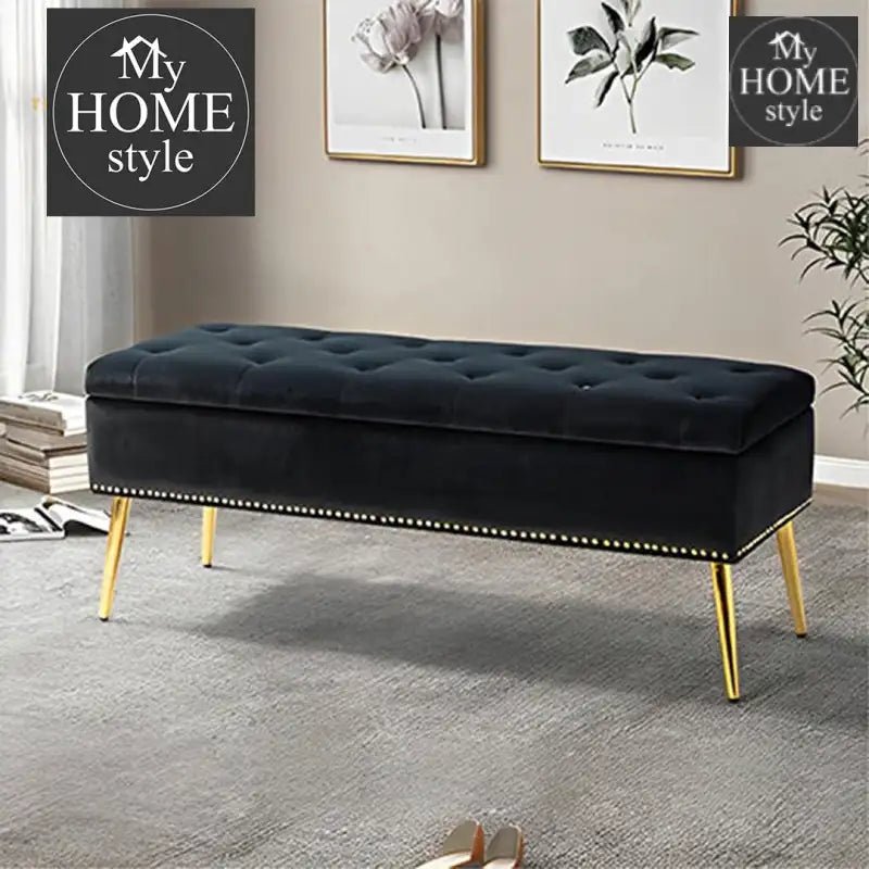 Luxury Three Seater Velvet Stool With Storage Space - 1226 - myhomestyle.pk