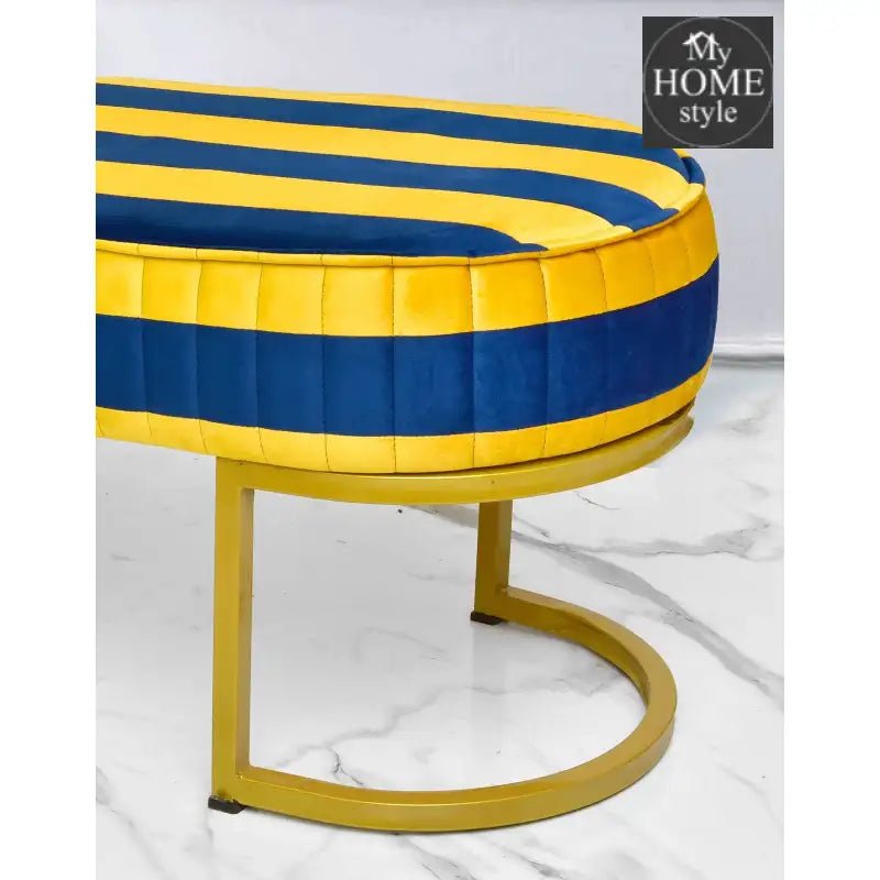 Luxury Velvet Wooden stool 3 Seater With Steel Stand - 1258 - myhomestyle.pk