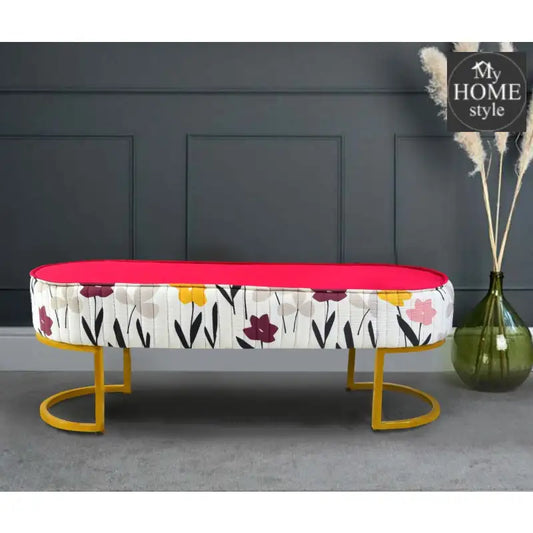 Luxury Wooden stool 3 Seater Printed With Steel Stand -1174 - myhomestyle.pk