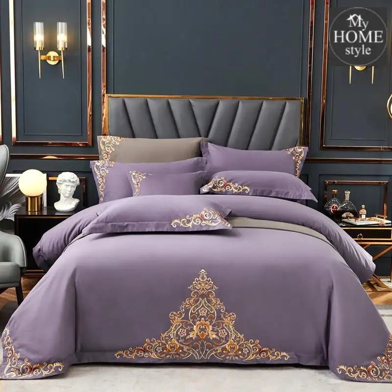 Mariana Centered Embroidered Motif Duvet Cover Set Light Purple - myhomestyle.pk
