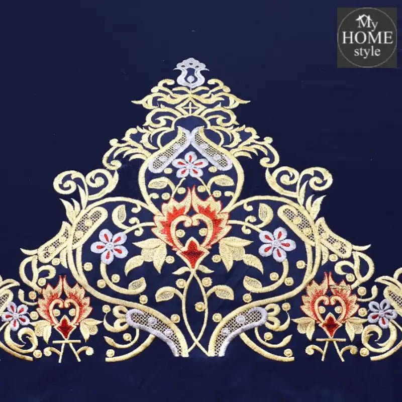 Mariana Centered Embroidered Motif Duvet Cover Set Navy - myhomestyle.pk