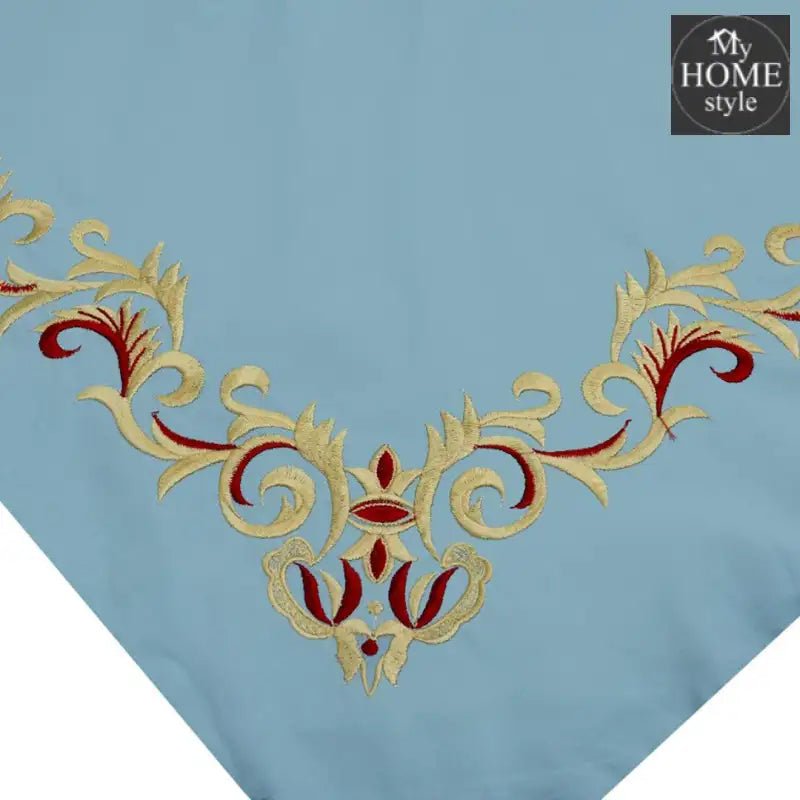 Mariana Centered Embroidered Motif Duvet Cover Set Sky Blue & Grey - myhomestyle.pk