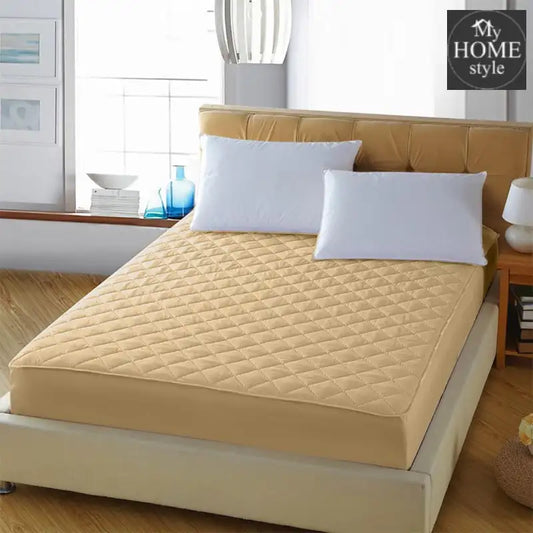 Quilted Waterproof Mattress Protector - Beige - myhomestyle.pk