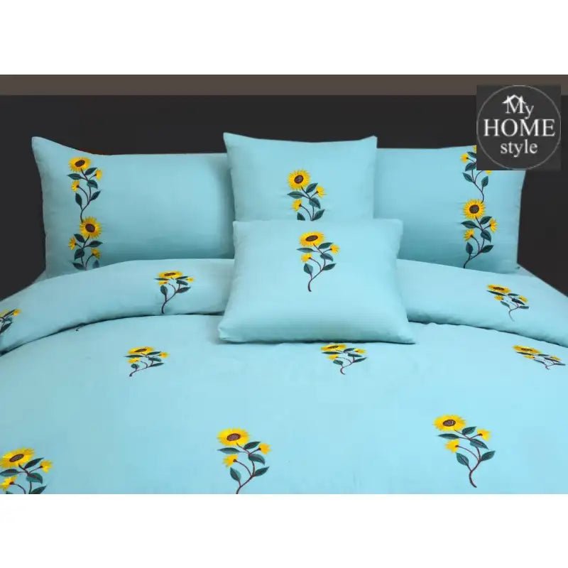 Ruzzana Embroidered Flower 6 Pc's Duvet Set 02 - myhomestyle.pk