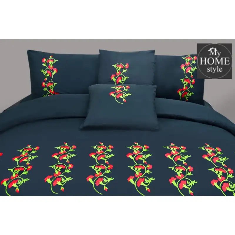 Ruzzana Embroidered Flower 6 Pc's Duvet Set - myhomestyle.pk