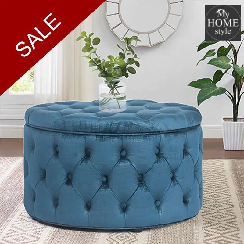 Velvet Round Ottoman Storage Bench - 1259 - myhomestyle.pk