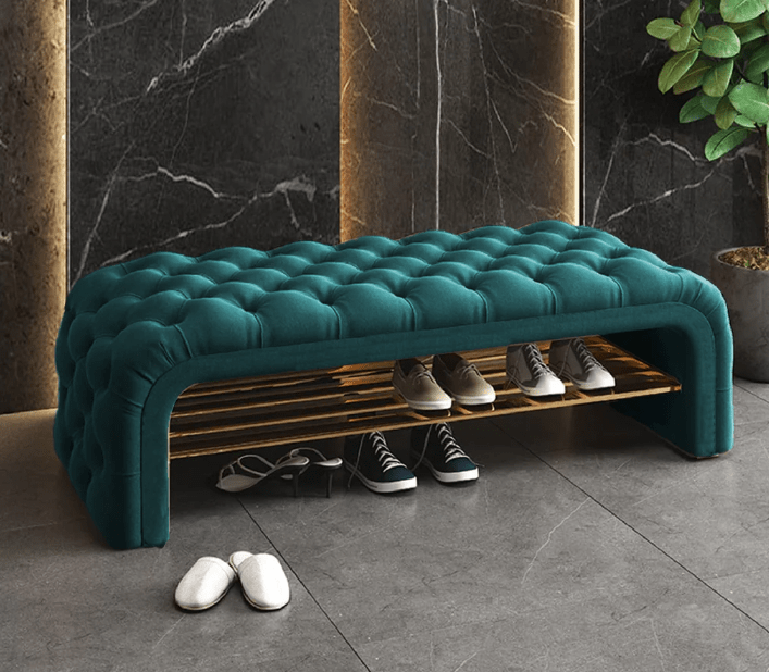 Versatile Comfort 3 Seater Luxury Velvet Stool - 1431 - myhomestyle.pk
