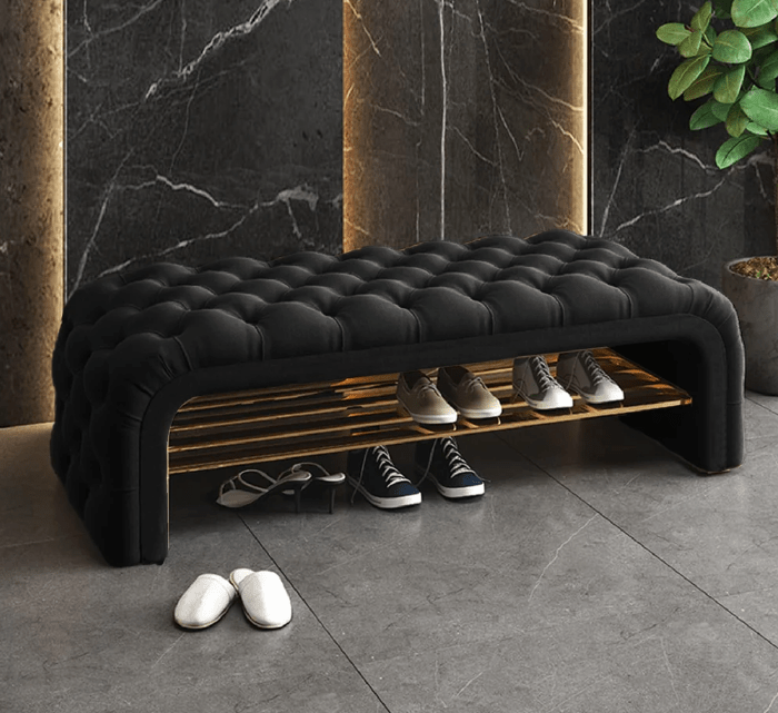 Versatile Comfort 3 Seater Luxury Velvet Stool - 1431 - myhomestyle.pk