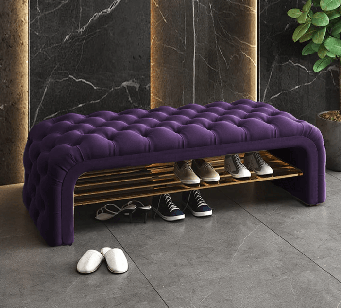 Versatile Comfort 3 Seater Luxury Velvet Stool - 1431 - myhomestyle.pk