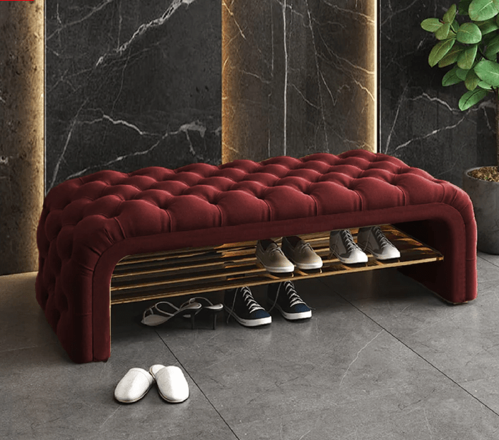 Versatile Comfort 3 Seater Luxury Velvet Stool - 1431 - myhomestyle.pk
