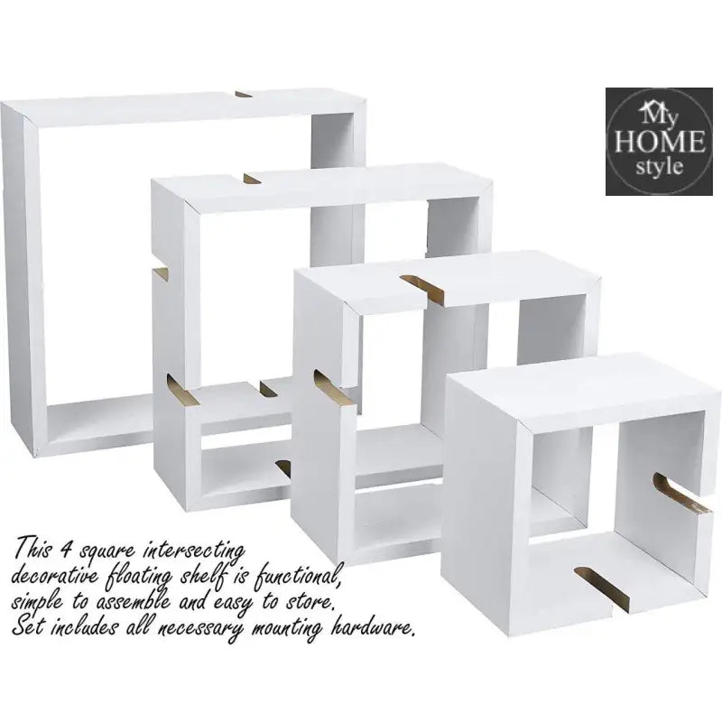 Wooden Shelf floating shelves 4 Tier White - myhomestyle.pk