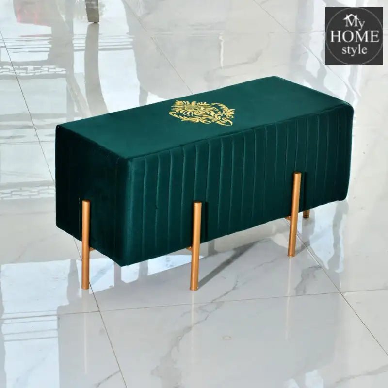 Wooden stool 2 Seater Embroidered With Steel Stand - 355 - myhomestyle.pk