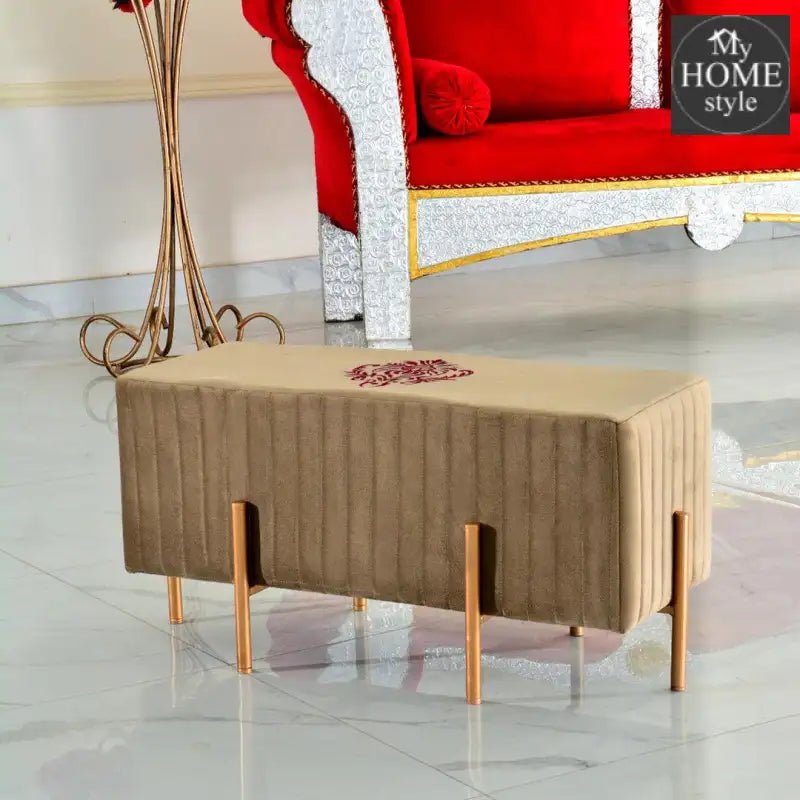 Wooden stool 2 Seater Embroidered With Steel Stand - 356 - myhomestyle.pk