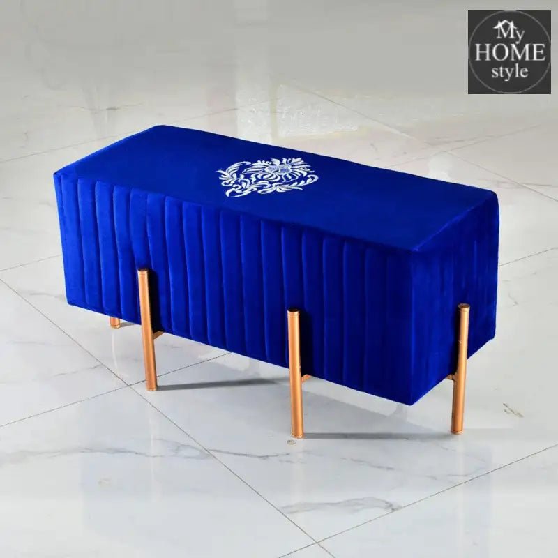 Wooden stool 2 Seater Embroidered With Steel Stand - 357 - myhomestyle.pk