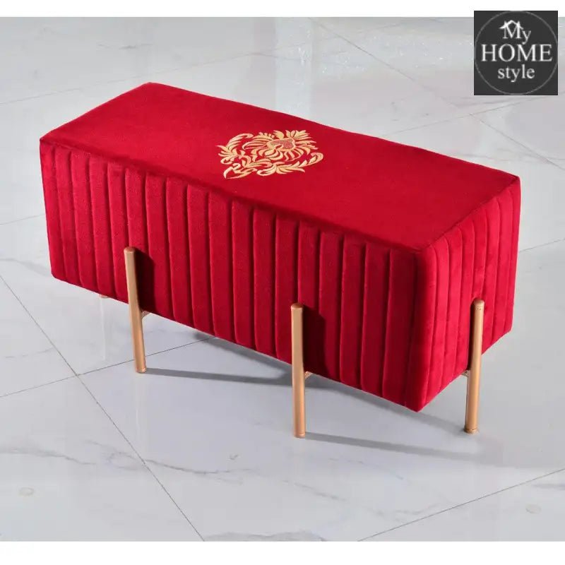 Wooden stool 2 Seater Embroidered With Steel Stand - 358 - myhomestyle.pk