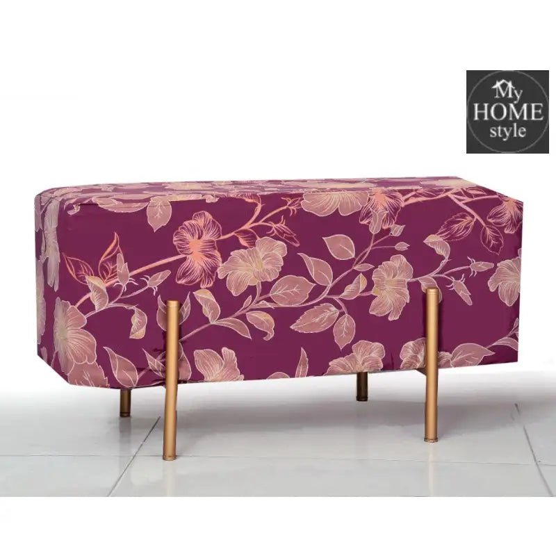 Wooden stool 2 Seater Printed With Steel Stand - 782 - myhomestyle.pk
