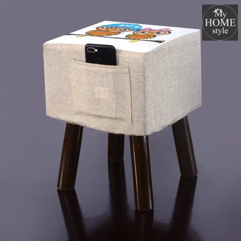 Wooden stool Printed Square shape - 389 Large - myhomestyle.pk