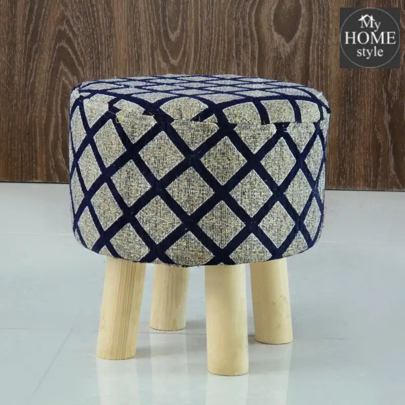 Wooden stool round shape - 104 Blue - myhomestyle.pk