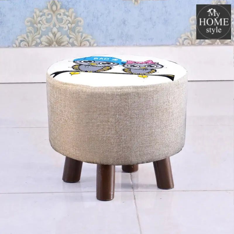 Wooden stool round shape Printed - 392 - myhomestyle.pk