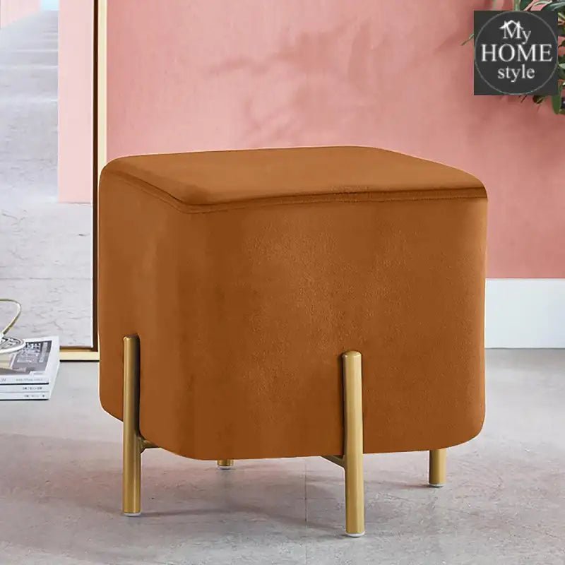 Wooden stool Square shape With Steel Stand - 173 - myhomestyle.pk