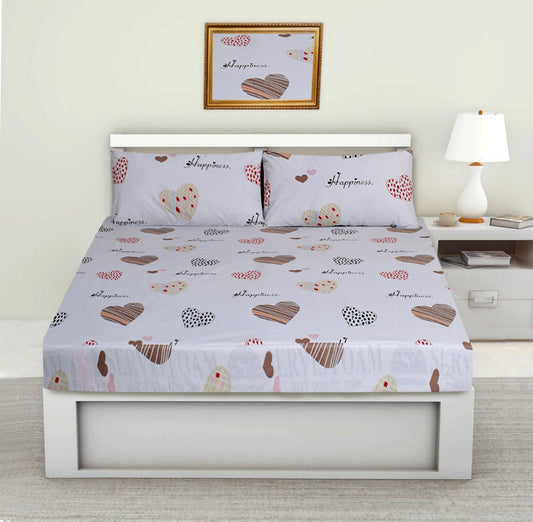 3PCS Printed Fitted Sheet with pillow Covers - 1084