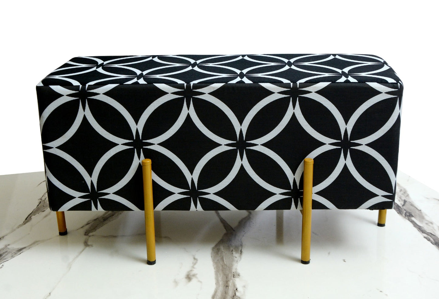 2 Seater Luxury Printed Stool With Steel Stand -1421