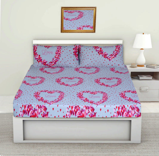 3PCS Printed Fitted Sheet with pillow Covers - 1174