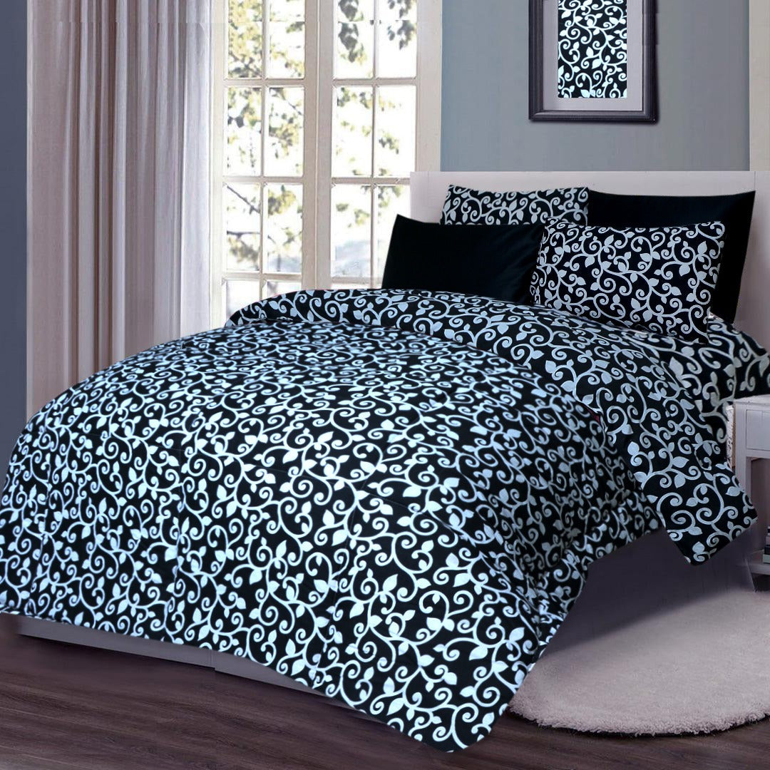 6 Pcs Luxury Printed Comforter Set - 1217