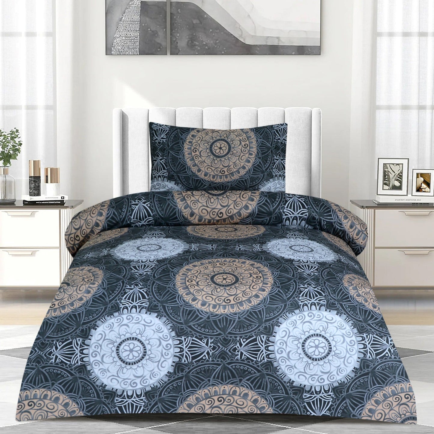 2 Pcs Printed Bed Sheet MHS-1212