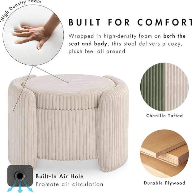 1 Seater Modern Chenille Storage Box - 1532 - myhomestyle.pk