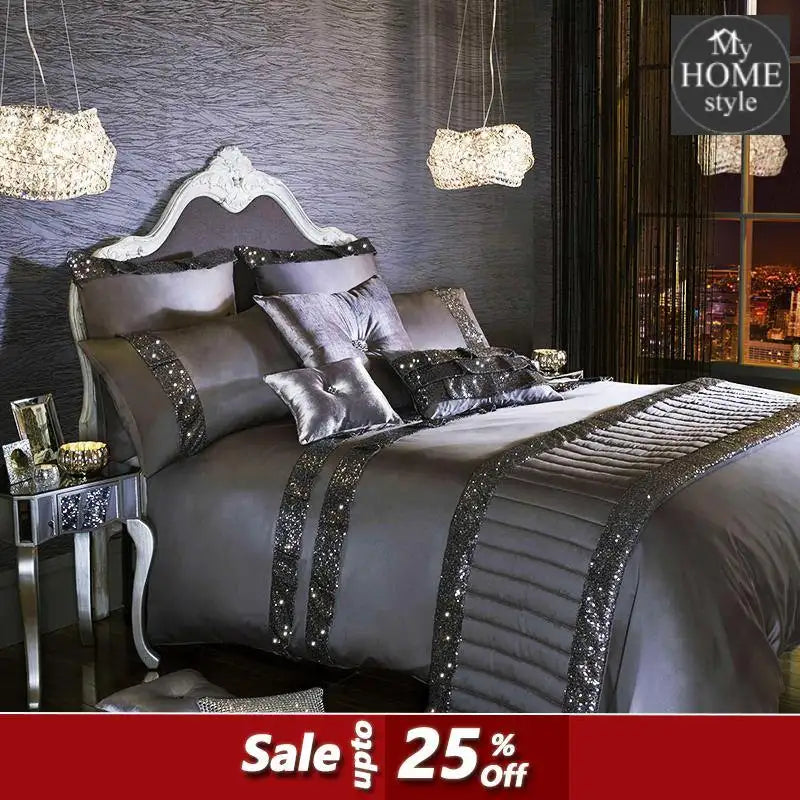 12 Pieces Grey Sequined luxury Bridal set with Free Quilt filling 01 - myhomestyle.pk