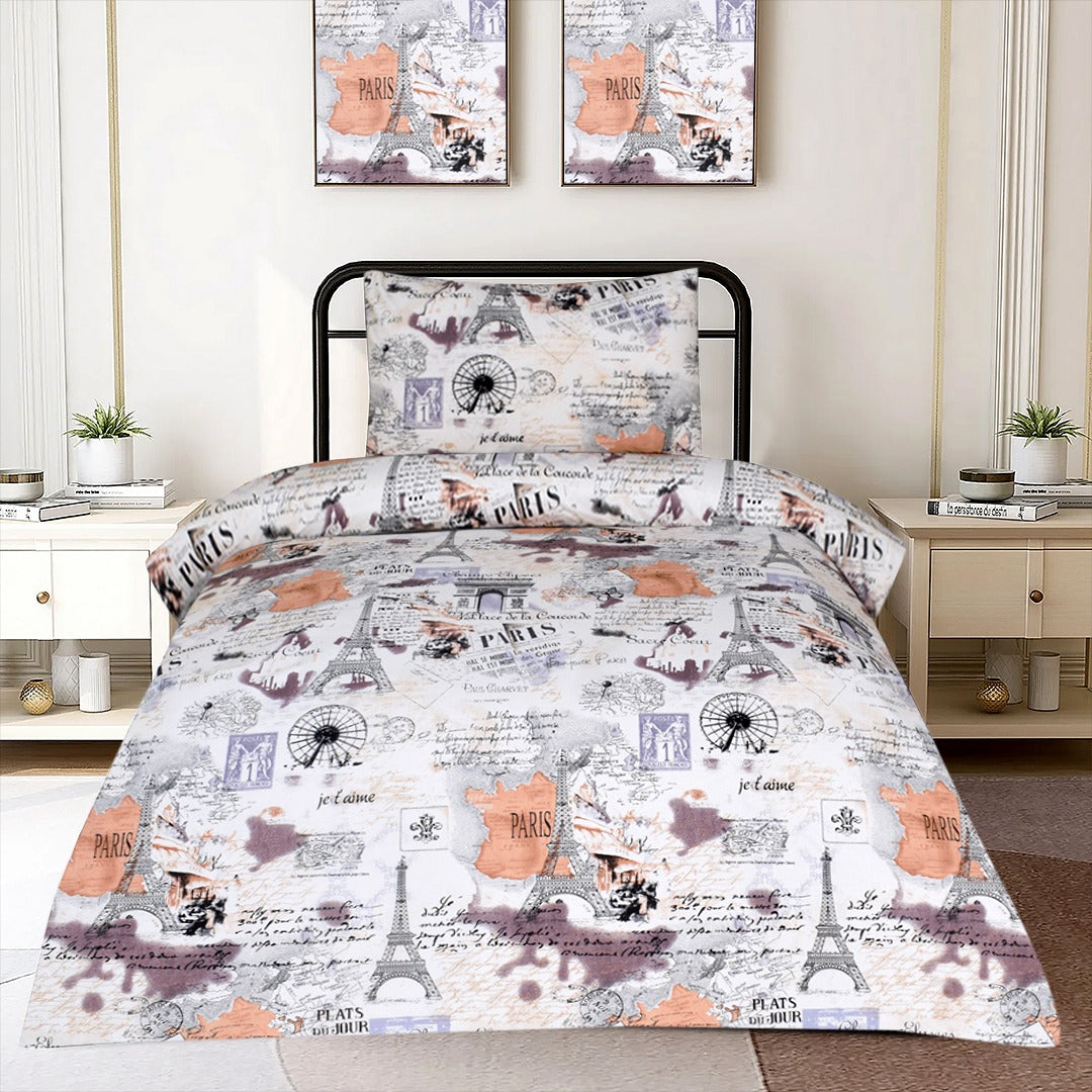 2 Pcs Printed Bed Sheet MHS-1053