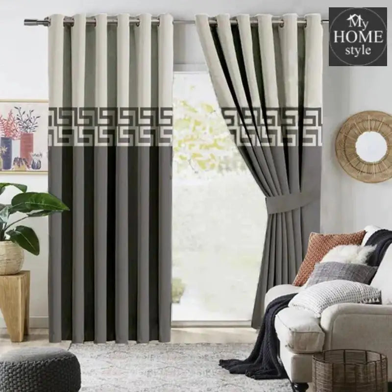2 Pc's Luxury Velvet Embroidered Curtains Double Shaded With 2 Belts 48 - myhomestyle.pk