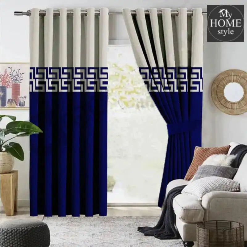 2 Pc's Luxury Velvet Embroidered Curtains Double Shaded With 2 Belts 51 - myhomestyle.pk