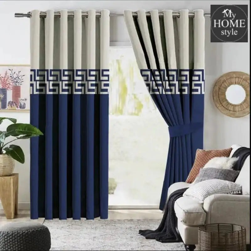 2 Pc's Luxury Velvet Embroidered Curtains Double Shaded With 2 Belts 54 - myhomestyle.pk
