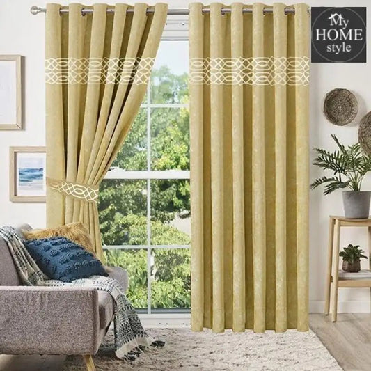 2 Pc's Luxury Velvet Embroidered Curtains With 2 Belts 04 - myhomestyle.pk