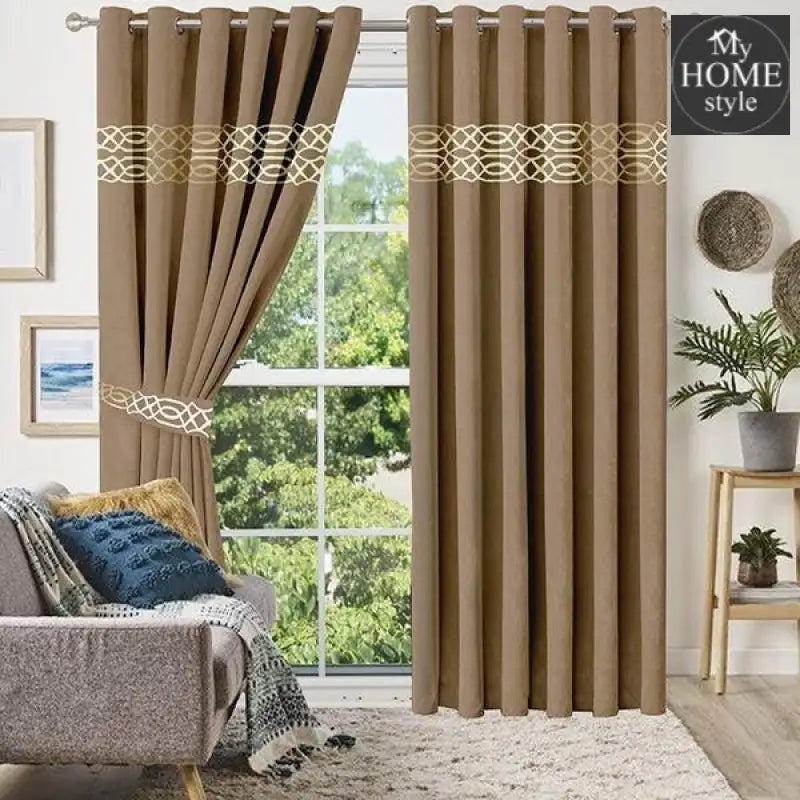2 Pc's Luxury Velvet Embroidered Curtains With 2 Belts 03 - myhomestyle.pk