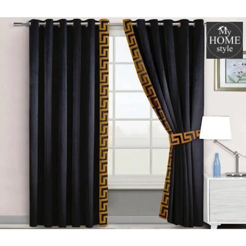 2 Pc's Luxury Velvet Embroidered Curtains With 2 Belts 06 - myhomestyle.pk