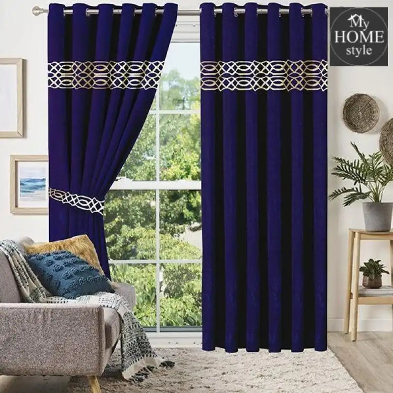 2 Pc's Luxury Velvet Embroidered Curtains With 2 Belts 10 - myhomestyle.pk