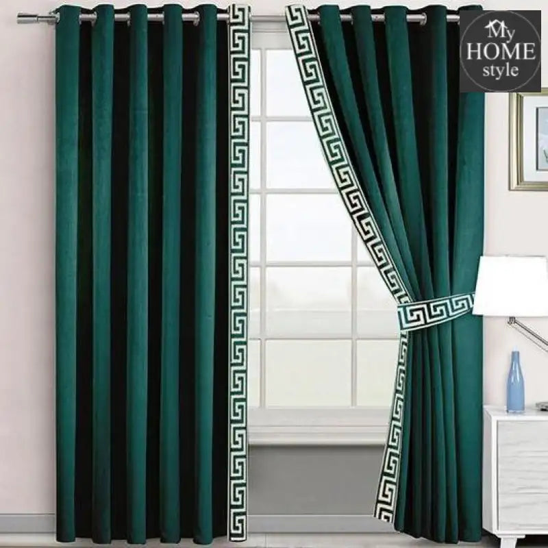 2 Pc's Luxury Velvet Embroidered Curtains With 2 Belts 12 - myhomestyle.pk