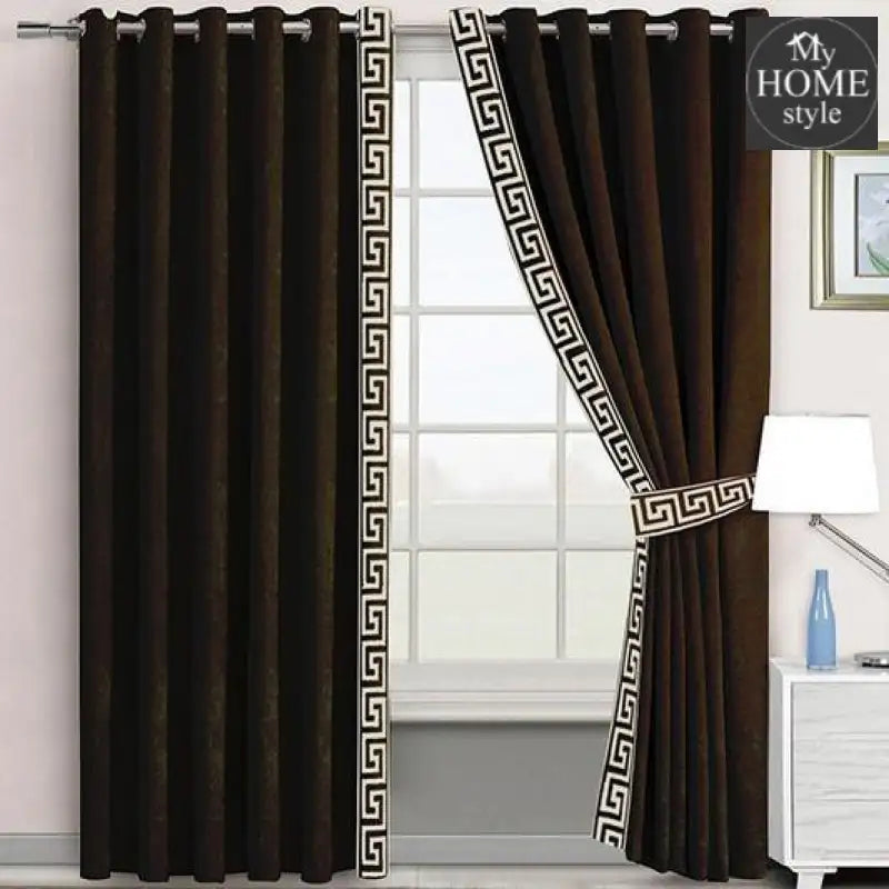 2 Pc's Luxury Velvet Embroidered Curtains With 2 Belts 15 - myhomestyle.pk