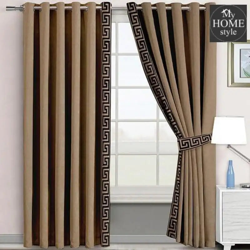 2 Pc's Luxury Velvet Embroidered Curtains With 2 Belts 18 - myhomestyle.pk